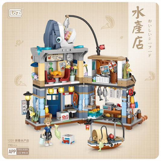 Fish Shop | LOZ 1231 Building Bricks Mini Street Set