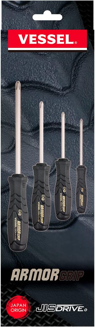 ARMOR GRIP Screwdriver Set 4PC. Set (JIS DRIVE)