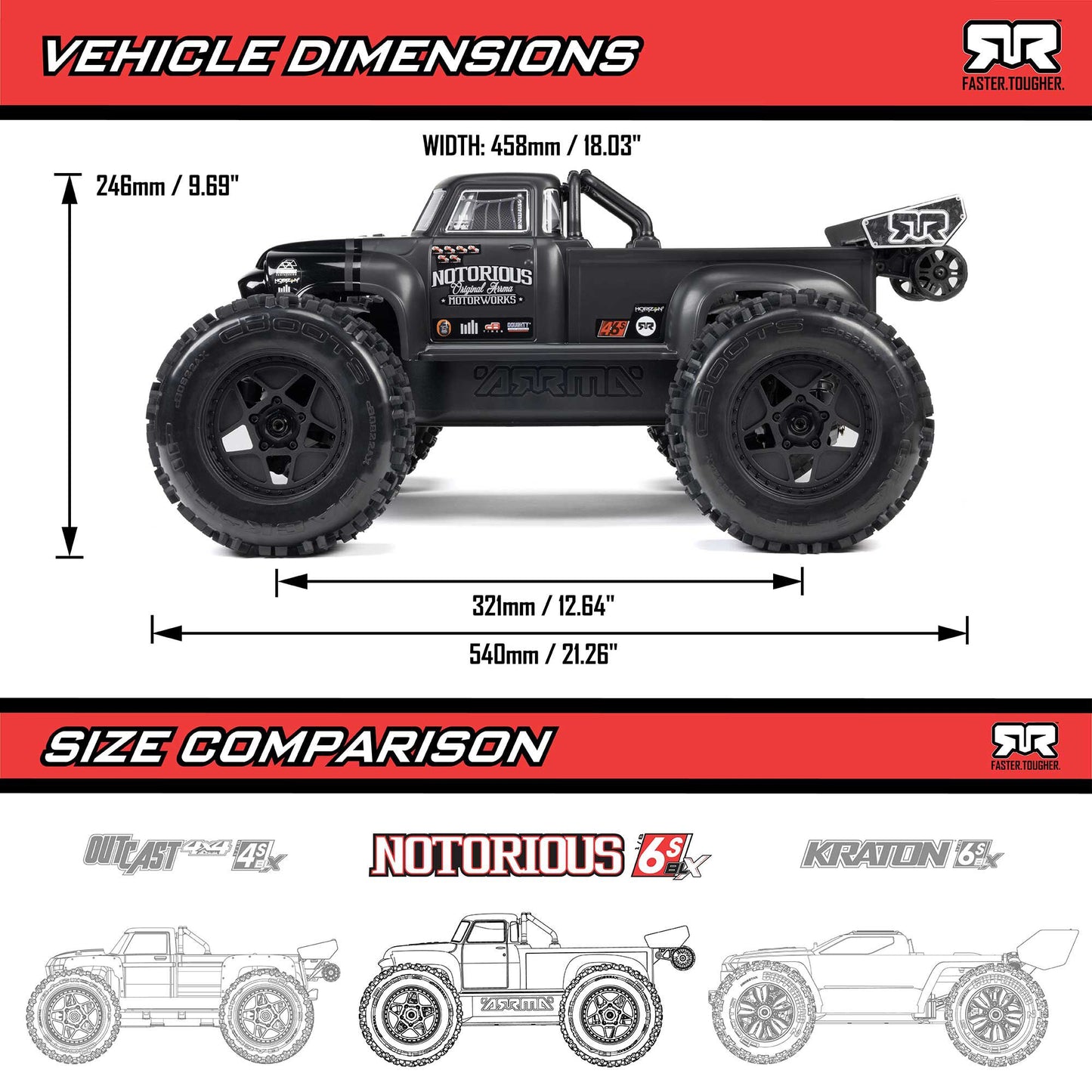 NOTORIOUS 6S V6 4X4 BLX Brushless Stunt Truck RTR, Blue - PREORDER