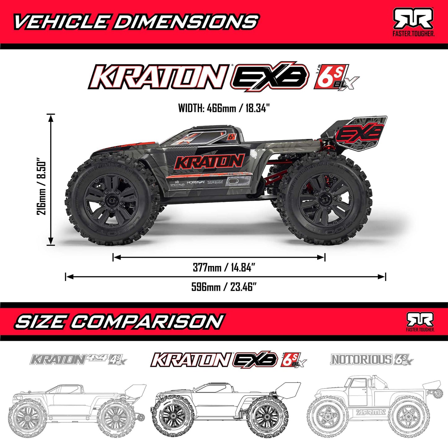 1/8 KRATON 6S EXB 4X4 RTR Brushless Speed Truck, BLACK