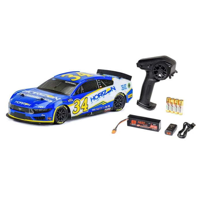 Losi NASCAR AWD RC Racecar, Michael McDowell No. 34 Horizon Hobby 2024 Ford Mustang