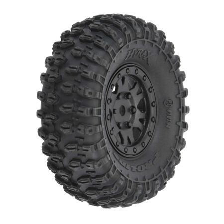 1/24 Hyrax Front/Rear 1.0" Tires Mounted 7mm Black Impulse (4): SCX24