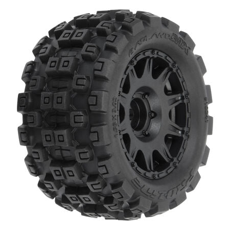 1/18 Badlands MX 1.85" F/R Mounted 12mm Black Raid: Granite GROM