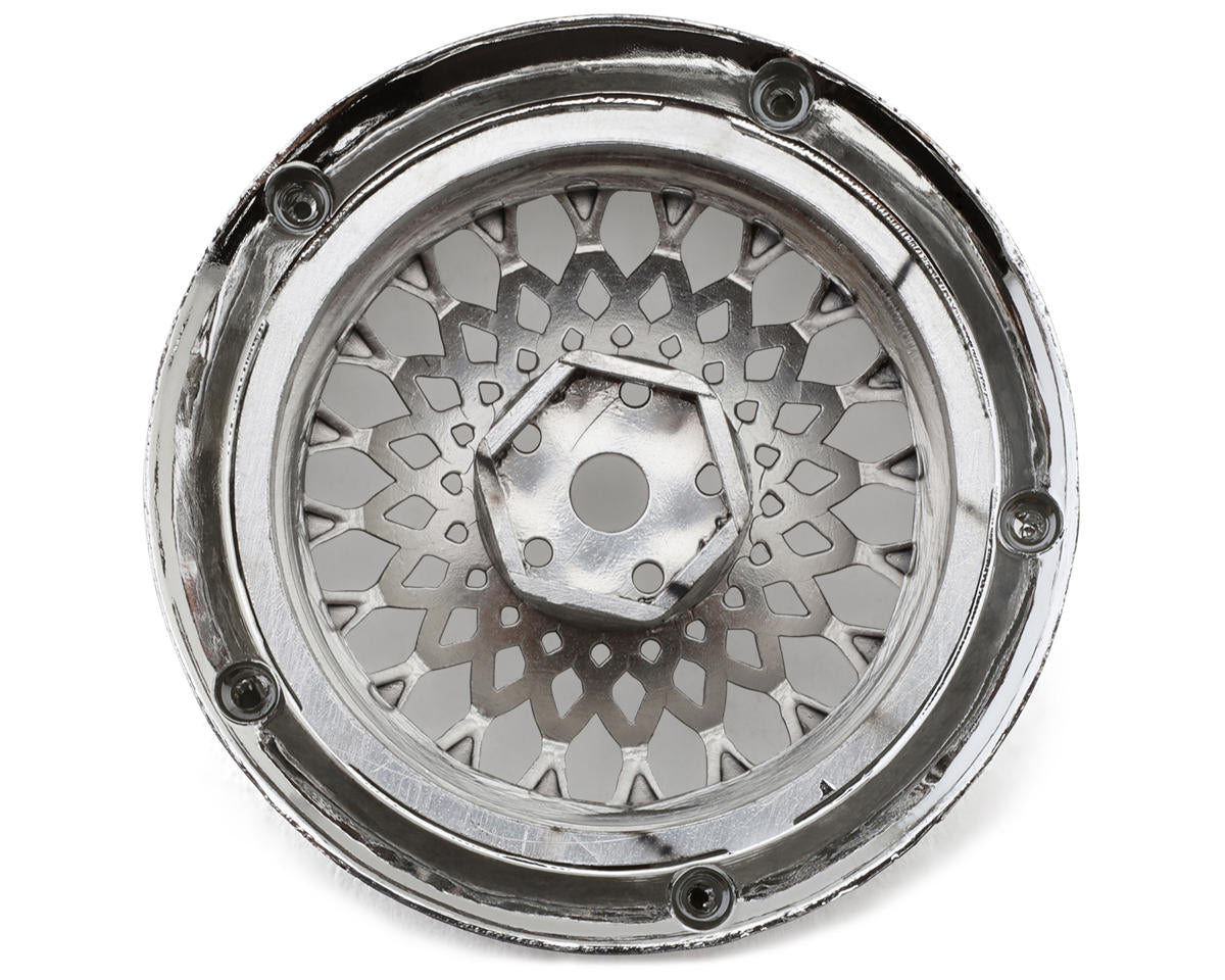 DS Racing Element Mesh Drift Wheels (Tri Chrome) (Adjustable Offset) (2) w/12mm Hex