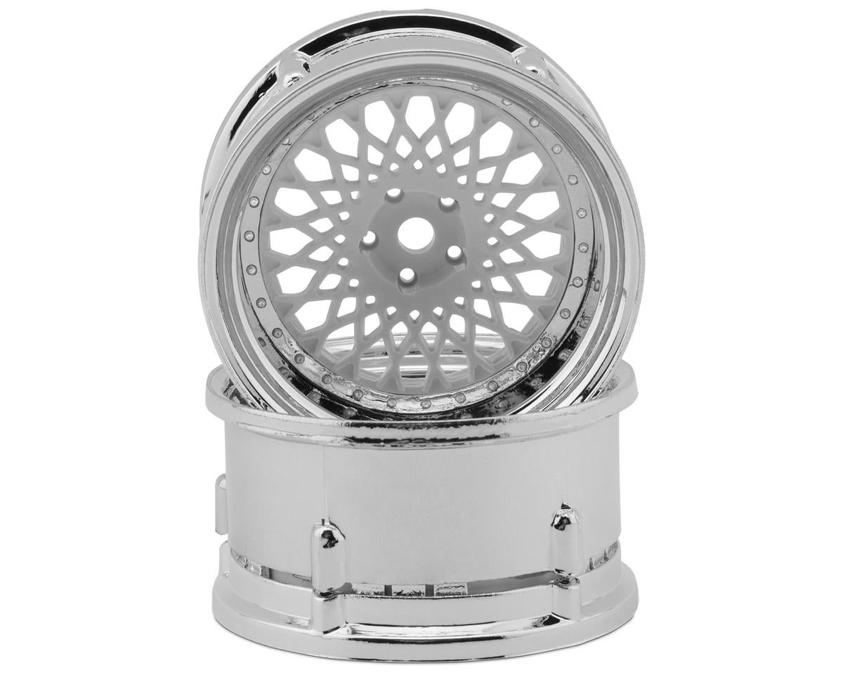 Element Mesh Drift Wheels (White w/Chrome Lip) (Adjustable Offset) (2) w/12mm Hex