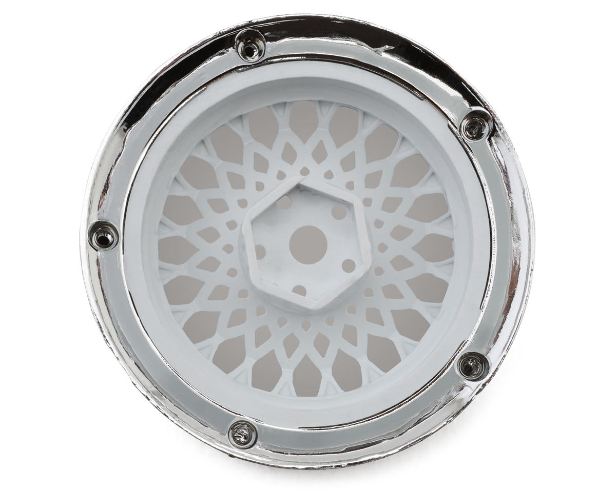 Element Mesh Drift Wheels (White w/Chrome Lip) (Adjustable Offset) (2) w/12mm Hex