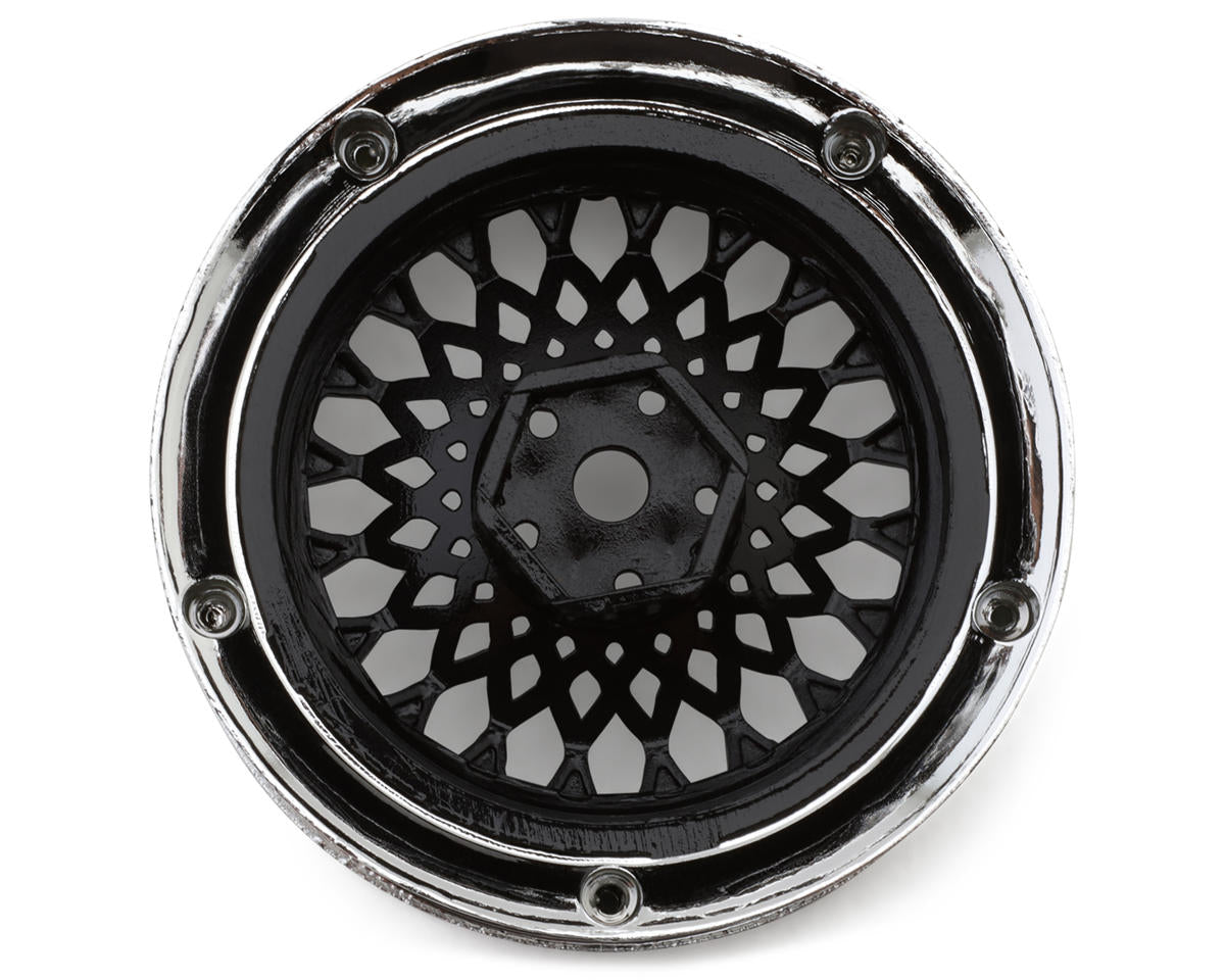 DS Racing Element Mesh Drift Wheels (Black w/Chrome Lip) (2) (Adjustable Offset) w/12mm Hex