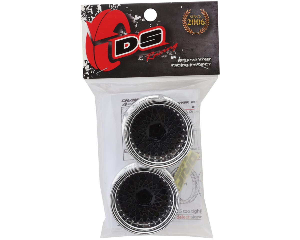 DS Racing Element Mesh Drift Wheels (Black w/Chrome Lip) (2) (Adjustable Offset) w/12mm Hex