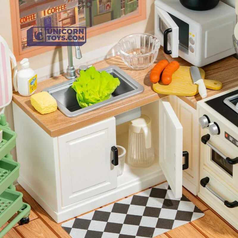 Happy Meals Kitchen | Robotime DW008 DIY Dollhouse Miniatures Kit