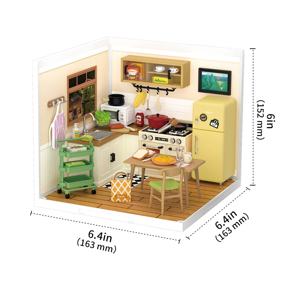 Happy Meals Kitchen | Robotime DW008 DIY Dollhouse Miniatures Kit