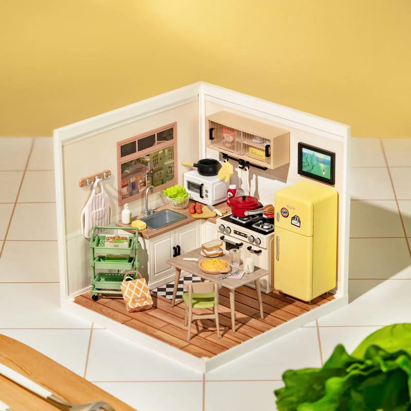 Happy Meals Kitchen | Robotime DW008 DIY Dollhouse Miniatures Kit