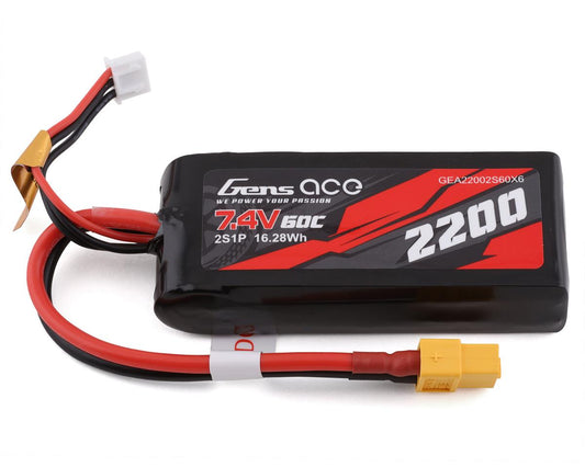 Gens Ace 2s LiPo Battery 60C (7.4V/2200mAh) w/XT-60 Connector