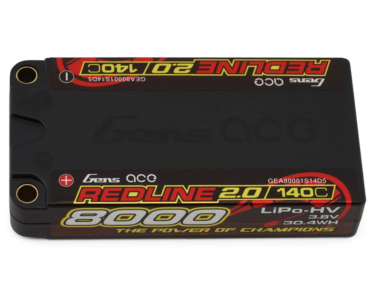 Redline 2.0 1S Shorty LiHV Battery 140C (3.8V/8000mAh) w/5mm Bullets