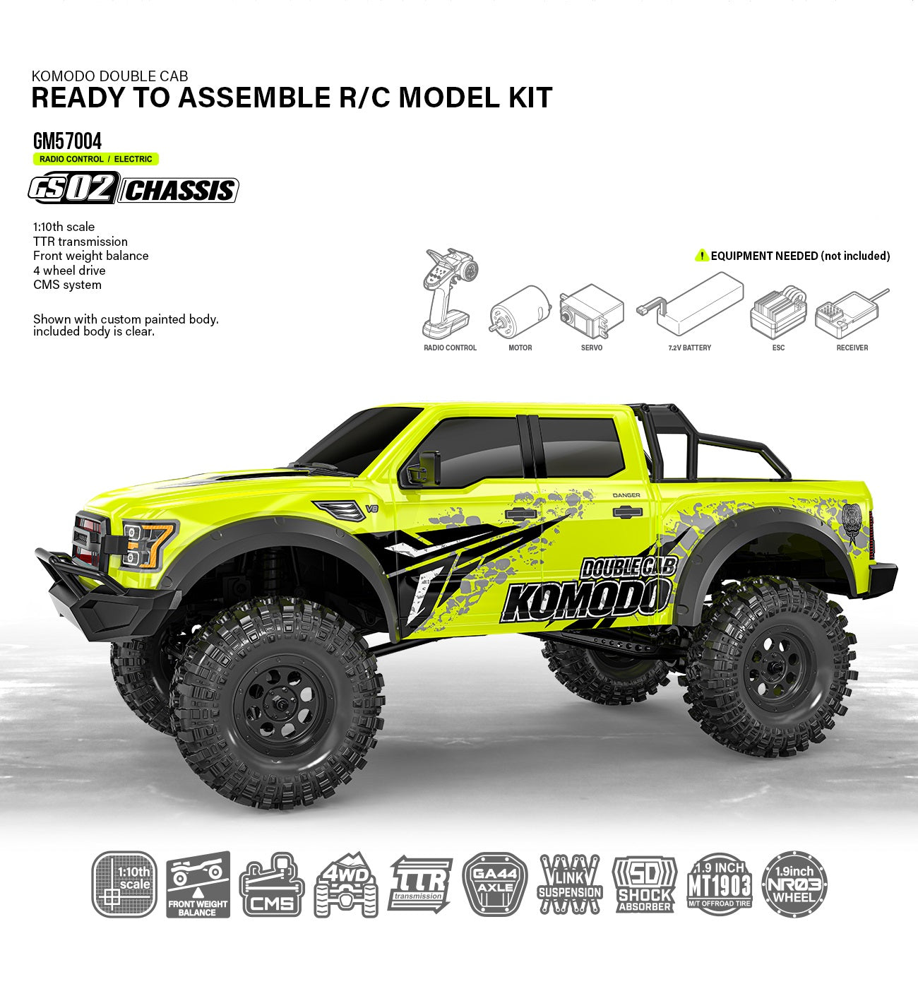 GS02 Komodo Double Cab TS 1/10 Scale Trail Crawler KIT