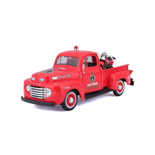 Maisto 1/24 Harley Davidson '36 EL Knucklehead + 1948 Ford F-1 (Dark Red)