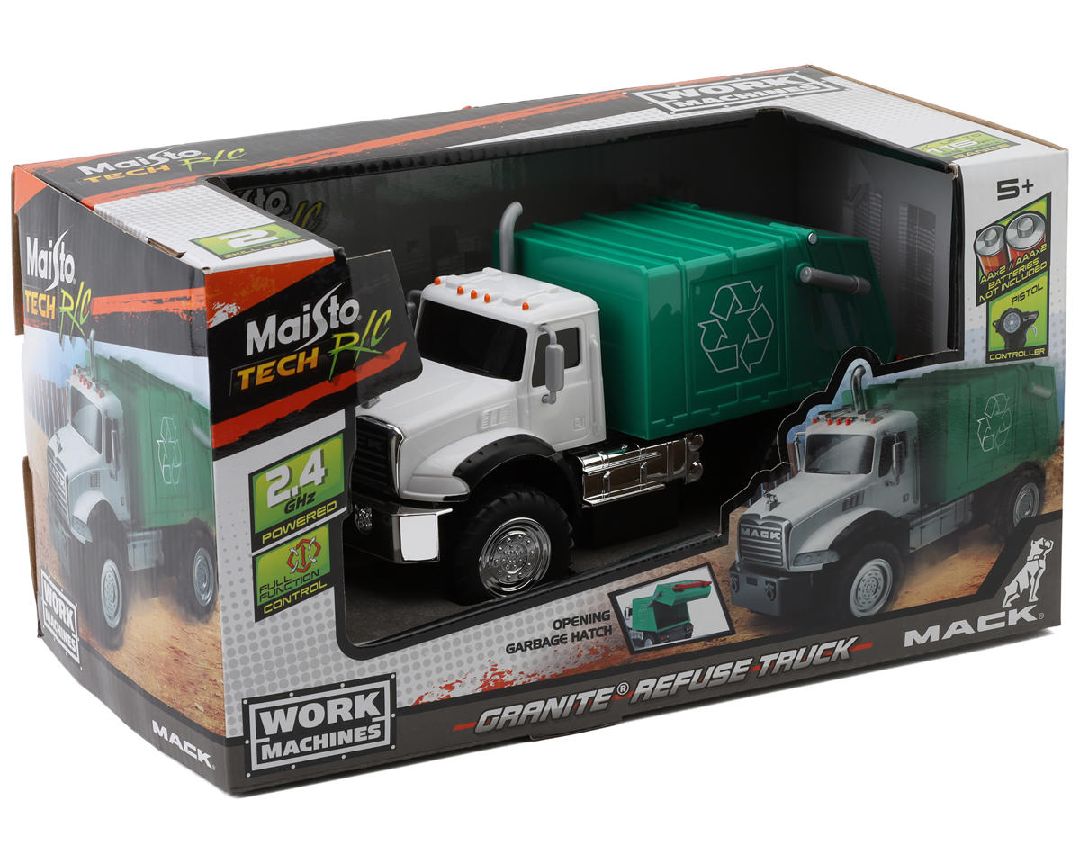 RC MACK Garbage Truck - White/Green