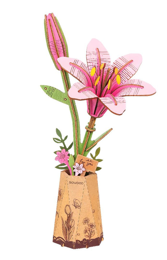 Rowood DIY Pink Lily 3D Wooden Puzzle