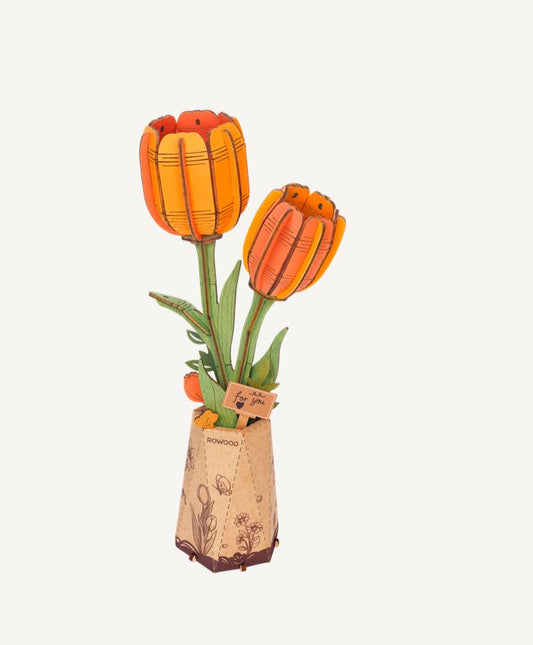 Rowood DIY Orange Tulip 3D Wooden Puzzle