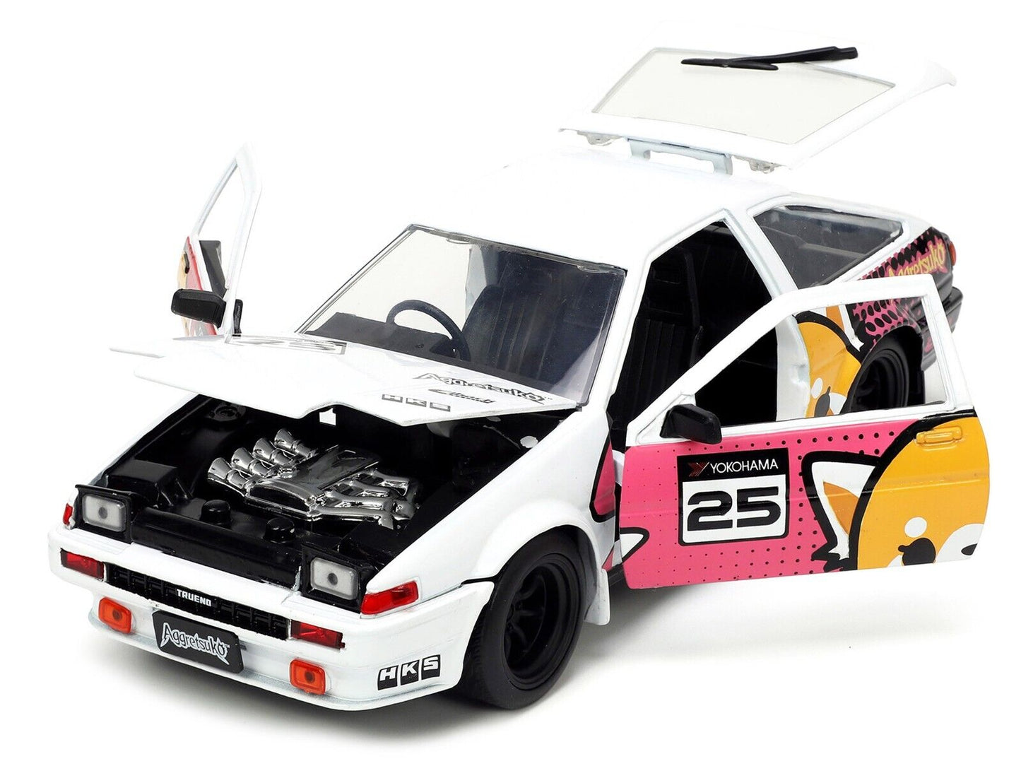 1:24 Hollywood Rides 1986 Toyota Trueno (AE86) w/ Aggretsuko Figure