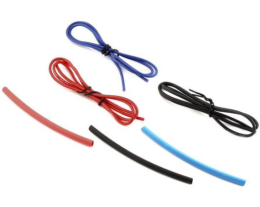 Silicone Wire Set (Red, Black & Blue) (3) (1.9') (18AWG) w/Heat Shrink