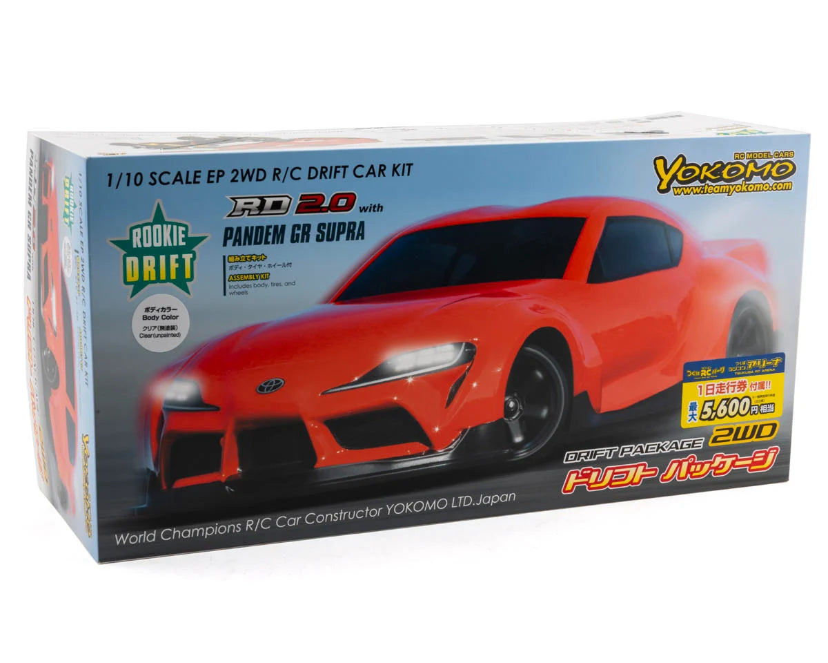 RD2.0 "Rookie Drift" 1/10 RWD Drift Car Kit (Clear) w/Pandem GR Supra Body - Red